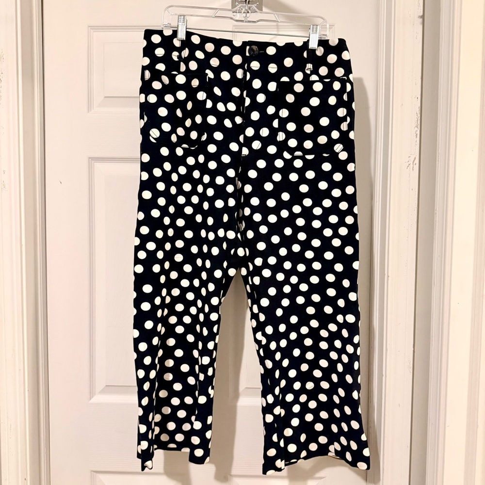 Anthropologie Maeve Black and White Polka Dot Colette Pants